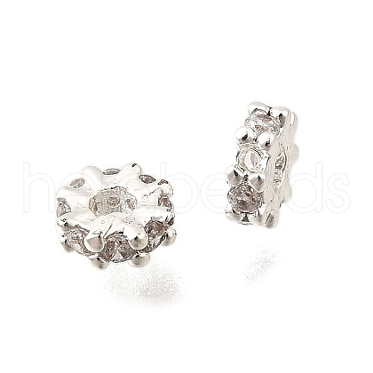 Brass Micro Pave Clear Cubic Zirconia Beads KK-K300-02A-S-1