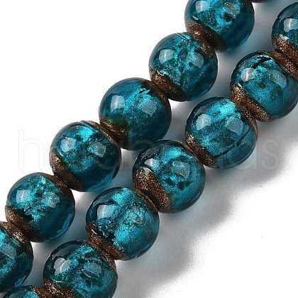 Handmade Gold Sand Lampwork Beads Strands LAMP-P062-01G-1