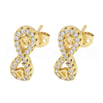 Brass Micro Pave Cubic Zirconia Ear Studs EJEW-P261-21G-1