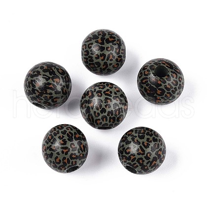 Printed Schima Wood Beads WOOD-N017-01A-1