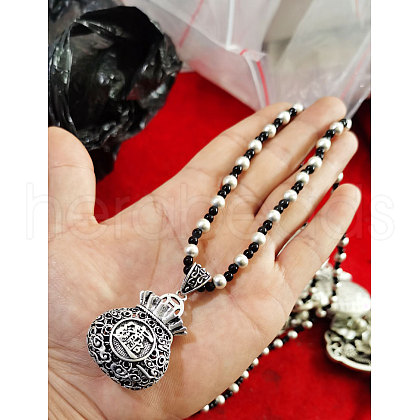 Ethnic Style Alloy Pendant Plastic Imitation Pearl Beaded Necklaces FS-WG6EDFA-06-1