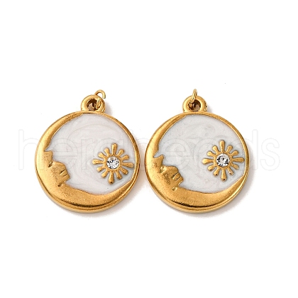304 Stainless Steel Enamel Pendants STAS-U061-03G-1