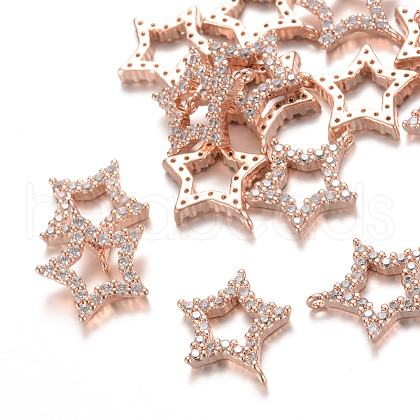 Brass Micro Pave Cubic Zirconia Charms ZIRC-R015-10RG-1