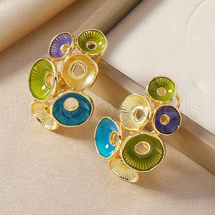 Alloy Enamel Stud Earrings UQ1707-3-1