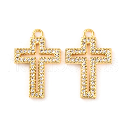 Brass Micro Pave Clear Cubic Zirconia Pendants KK-U017-09C-G-1