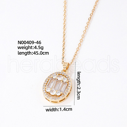 Elegant Brass Micro Pave Clear Cubic Zirconia Pendant Necklaces for Women EM4159-3-1
