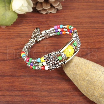 Synthetic Random Color Turquoise Beaded Bangles for Women WG1DBAC-04-1