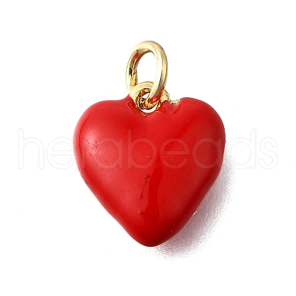 Brass Red Enamel Charms KK-Z102-23G-05-1