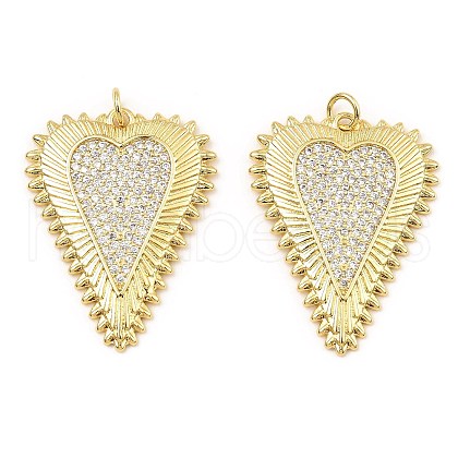 Rack Plating Brass Micro Pave Clear Cubic Zirconia Pendants KK-M253-03G-1