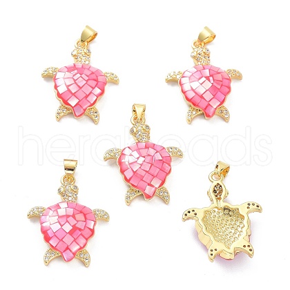 Real 18K Gold Plated Brass Micro Pave Clear Cubic Zirconia Pendants KK-D004-05G-E-1