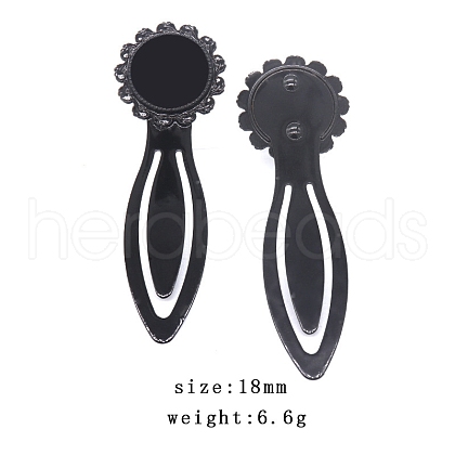 Electrophoresis Black Plated Zinc Alloy Bookmarks Cabochon Settings OFST-PW0006-29D-1