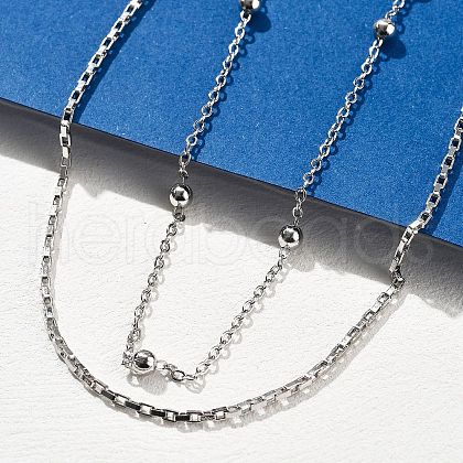 Brass Double Layer Necklaces NJEW-D302-54P-1