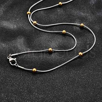 304 Stainless Steel Snake Chain Necklaces STAS-O099-39GP-1