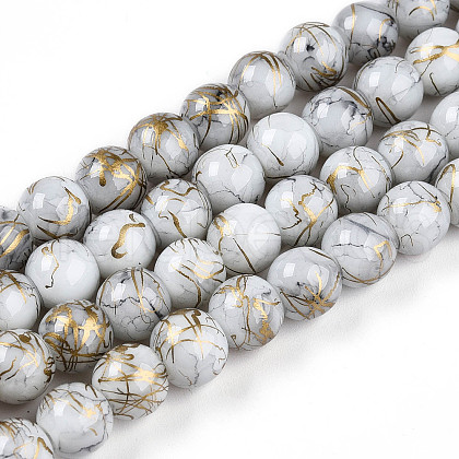 Baking Painted Glass Beads Strands DGLA-N003-8mm-B01-1