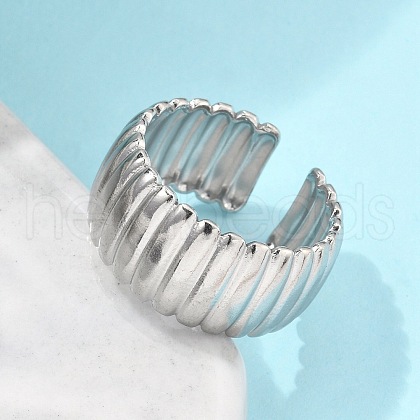 304 Stainless Steel Open Cuff Ring for Women RJEW-U014-05P-1