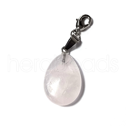 Natural Rose Quartz Pendant Decorations PALLOY-PH01401-01-1