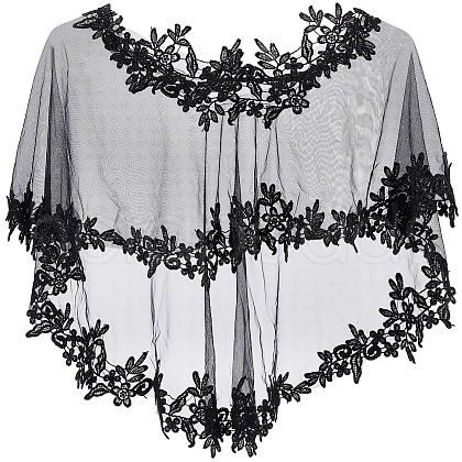 Detachable Polyester Bridal Lace Shawls AJEW-WH0248-32A-1