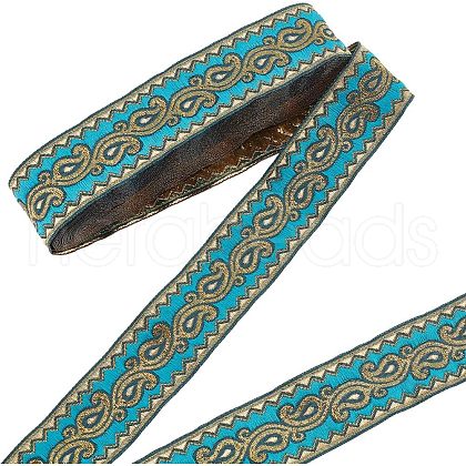 Ethnic Embroidery Polyester Flat Ribbons OCOR-WH0060-38A-1