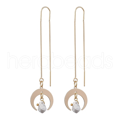 Natural Howlite Teardrop Dangle Stud Earrings EJEW-JE05712-05-1