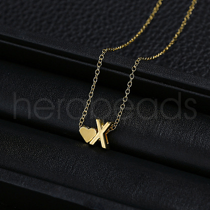 Alloy Letter Heart Pendant Necklaces for Women WGBB55E-20-1