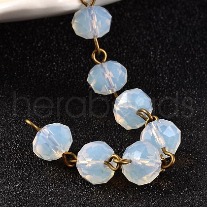 Imitation Jade Glass Rondelle Beads Chains for Necklaces Bracelets Making AJEW-JB00164-01-1