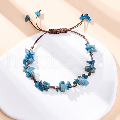 Adjustable Natural Apatite Braided Bead Bracelets for Women BJEW-U035-02N-1