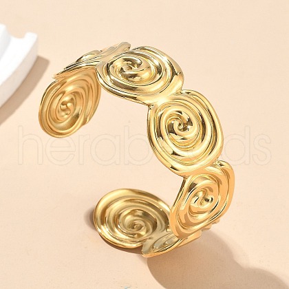 304 Stainless Steel Cuff Bangles for Women AJEW-P127-18G-1
