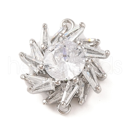 Brass Pave Clear Cubic Zirconia Connector Charms KK-S389-40P-1