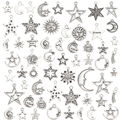 HOBBIESAY 4 Sets 2 Style Tibetan Style Alloy Pendants FIND-HY0002-84-1