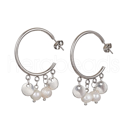 Mother's Day Jewellery 304 Stainless Steel Half Hoop Earrings EJEW-JE05590-02-1