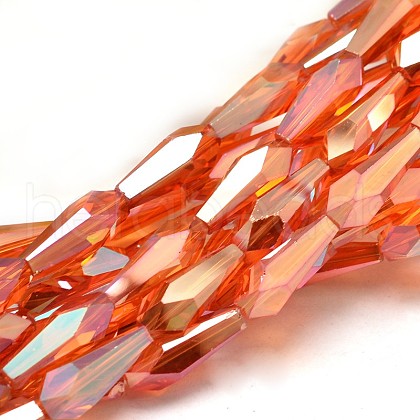 Full Rainbow Plated Faceted Teardrop Glass Bead Strands X-EGLA-J096-FR06-1