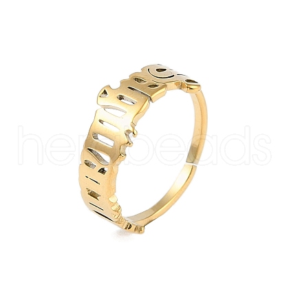 Ion Plating(IP) 304 Stainless Steel Constellation Open Cuff Ring for Women RJEW-C097-01G-06-1
