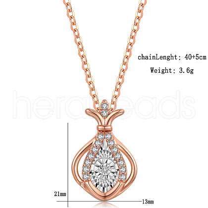 Elegant Water Drop Crown Brass Pendant Necklace with Cubic Zirconia and Moissanite DU3088-1