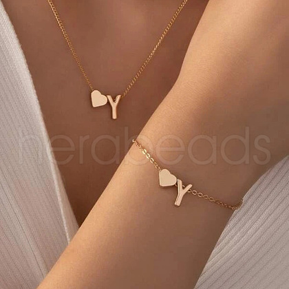 Heart Brass Pendant Necklaces & Charm Bracelets Sets FS-WGFCFF7-14-1