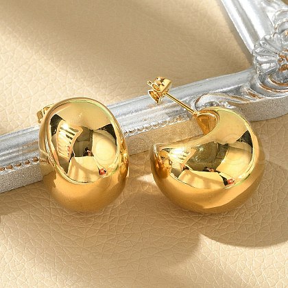 304 Stainless Steel Stud Earrings for Women EJEW-U051-01G-1
