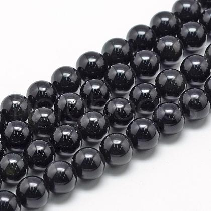 Natural Obsidian Beads Strands G-R446-10mm-24-1