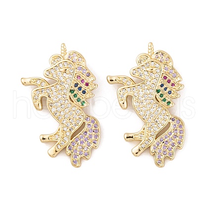 Brass Micro Pave Cubic Zirconia Pendants KK-E108-24G-1