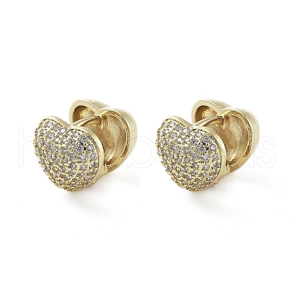 Heart Brass with Cubic Zirconia Hopp Earrings EJEW-Q811-26G-1