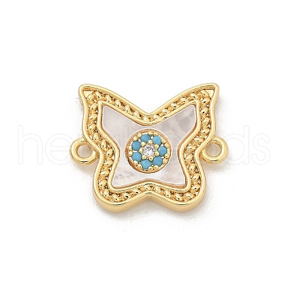 Brass Micro Pave Clear Cubic Zirconia Connector Charms KK-M303-04G-08-1