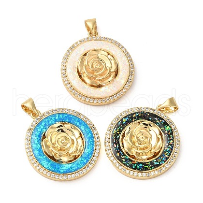 Rack Plating Brass Micro Pave Cubic Zirconia Pendants KK-P268-11B-G-1