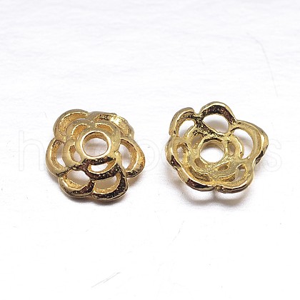Real 18K Gold Plated 6-Petal 925 Sterling Silver Bead Caps STER-M100-28-1