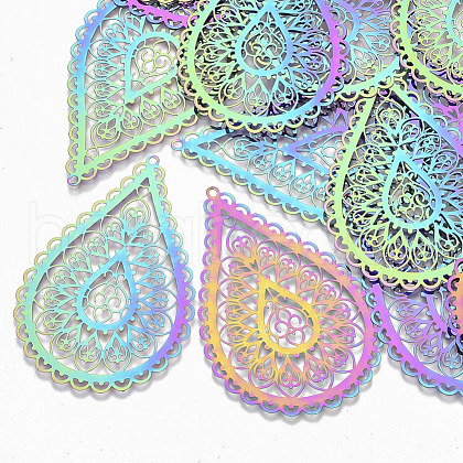 Ion Plating(IP) 201 Stainless Steel Filigree Big Pendants X-STAS-S108-59-1