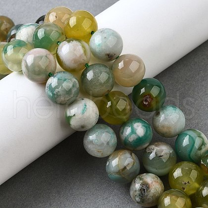 Natural Green Cherry Blossom Agate Beads Strands G-NH0061-A01-12mm-1
