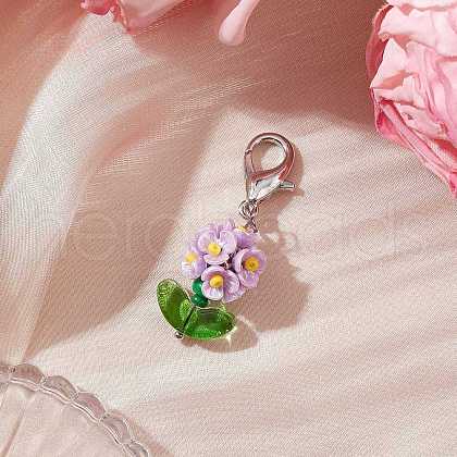 Resin & Glass Beaded Pendant Decorations HJEW-MZ00169-04-1