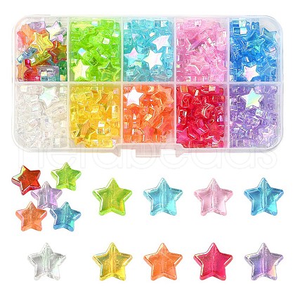 260~300pcs 10 Colors Eco-Friendly Transparent Acrylic Beads TACR-YW0001-66-1