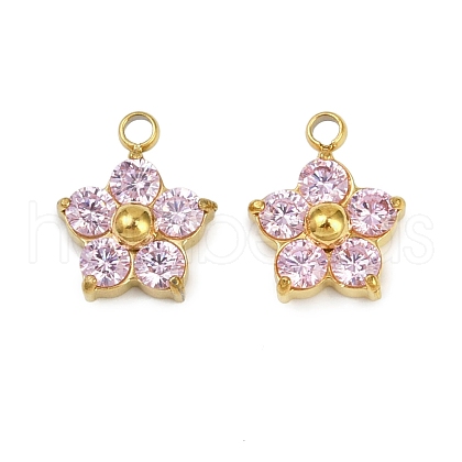 304 Stainless Steel Micro Pave Cubic Zirconia Charms STAS-B088-01G-01-1