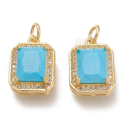Brass Glass Charms X-ZIRC-F116-09D-G-1