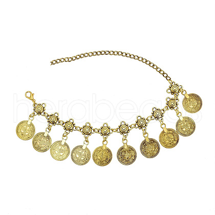 Vintage Style Alloy Coin Tassel Anklets for Women FS-WGA8430-01-1