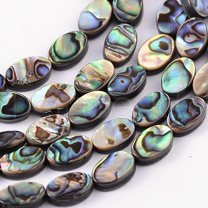 Natural Abalone Shell/Paua Shell Beads Strands SSHEL-G003-8-6x10mm-1