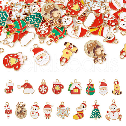  32Pcs 16 Styles Christmas Theme Alloy Enamel Pendants ENAM-TA0001-64-1